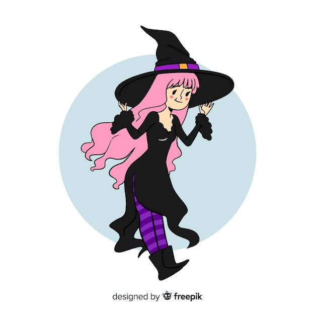 Free vector cute halloween witch background