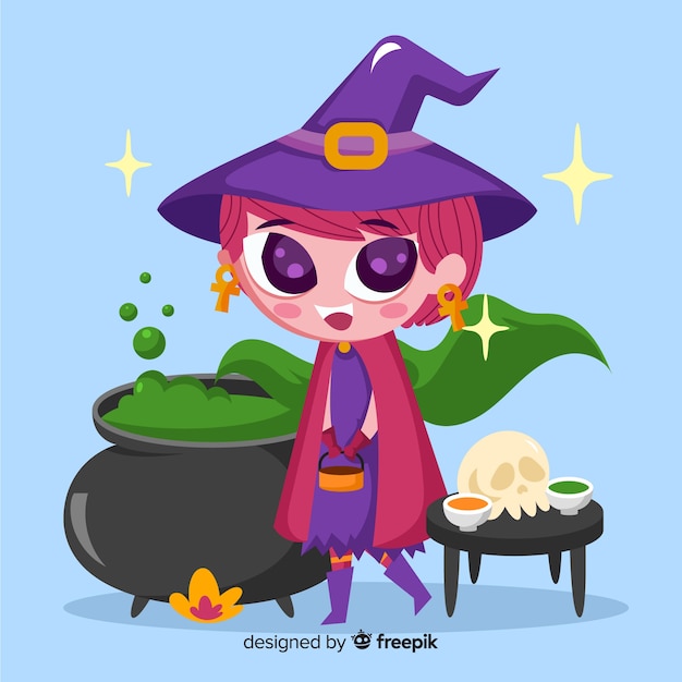 Cute halloween witch cartoon