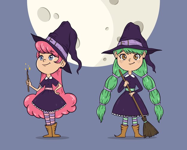 Cute halloween witches