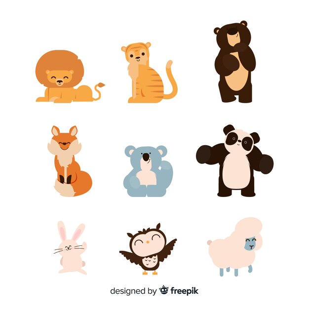 かわいい手描き動物コレクション