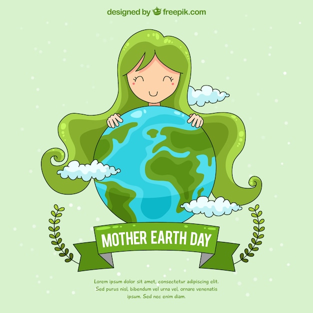 Free vector cute hand drawn background for the earth day