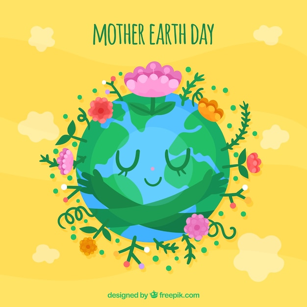 Free vector cute hand drawn background for the mother earth day