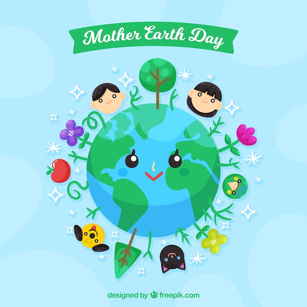 Cute hand drawn background for the mother earth day