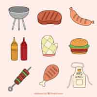 Free vector cute hand drawn bbq elements