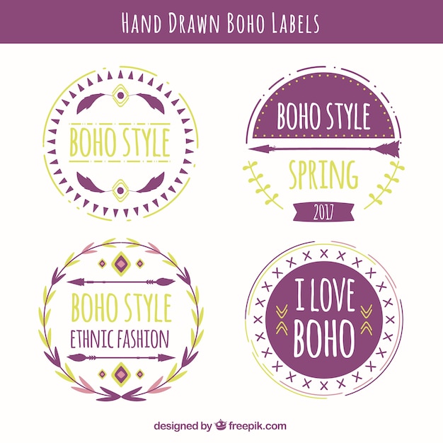 Cute hand drawn boho stickers