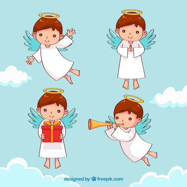 귀여운 손으로 그린 크리스마스 천사