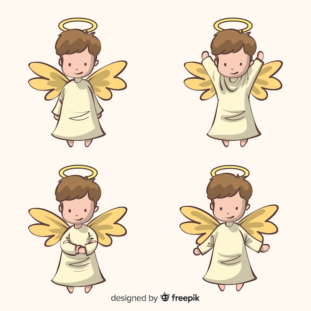 Cute hand drawn christmas angels character collection