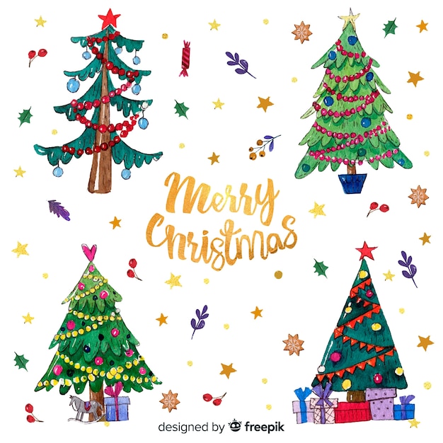 Cute hand drawn christmas tree background