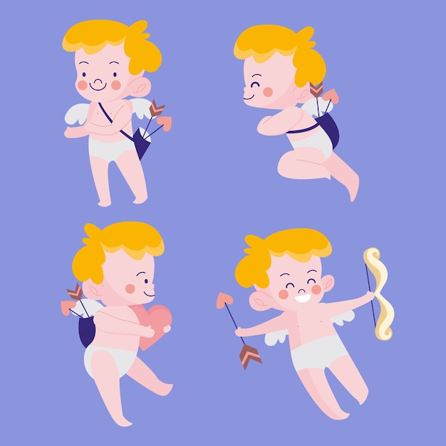 Free vector cute hand drawn cupid collection