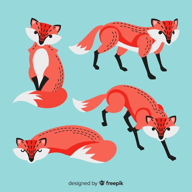 Cute hand drawn fox collection