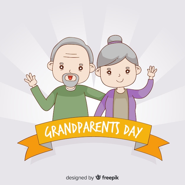 Free vector cute hand drawn grandparents day background