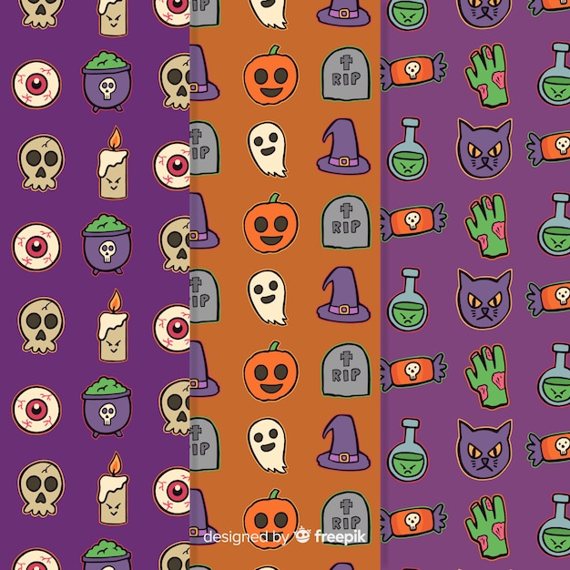 Free vector cute hand drawn halloween pattern