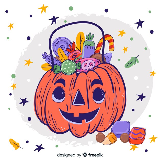 Cute hand drawn halloween pumpkin bag
