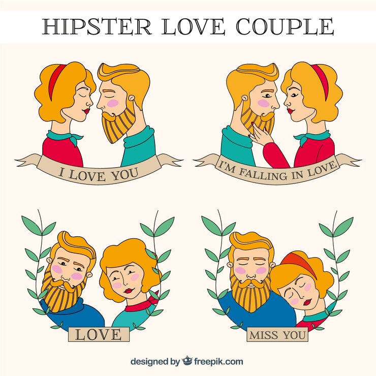 무료 Vector 귀여운 손으로 그린 hipster 몇