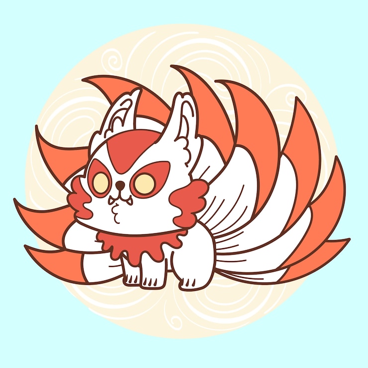 Free Vector cute hand drawn kitsune illustration
