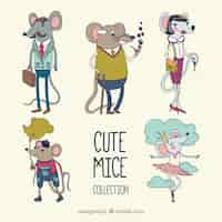 Free vector cute hand drawn mice collection