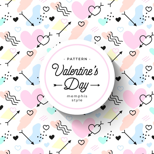 Free vector cute hand-drawn valentine's day pattern in memphis style