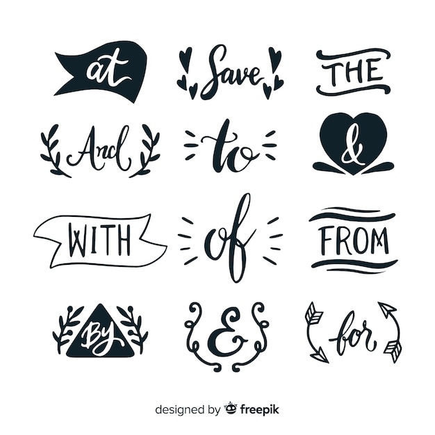 Free vector cute hand drawn wedding catchword set