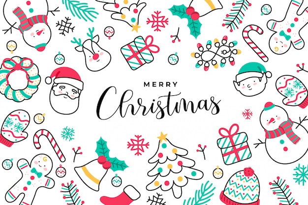 Free vector cute handdrawn christmas background