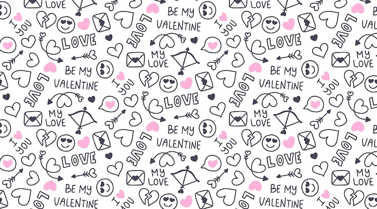 Free Vector cute handdrawn valentines day pattern