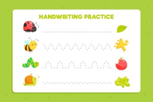 Cute handwriting practice worksheet for children