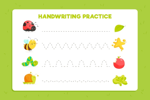 Cute handwriting practice worksheet for children