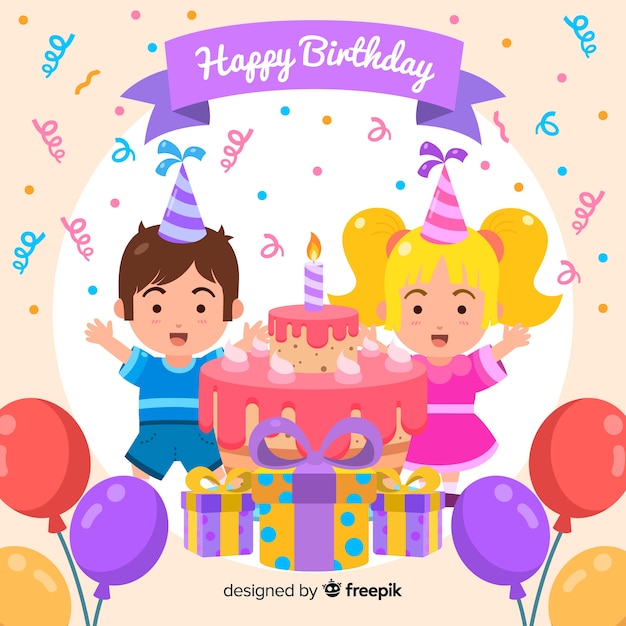 Cute happy birthday background design