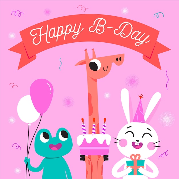 Free vector cute happy birthday concept