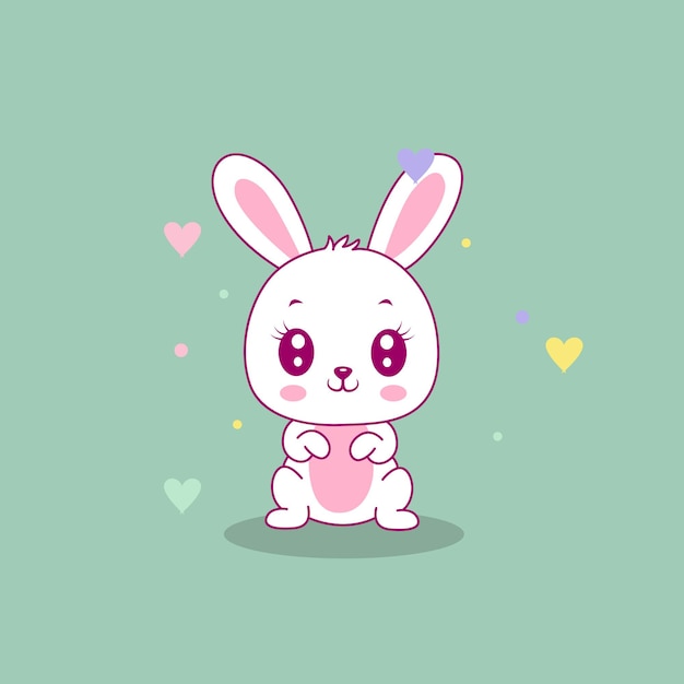 Free vector cute happy bunny   illustration