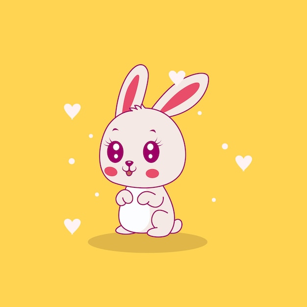 Free vector cute happy bunny   illustration