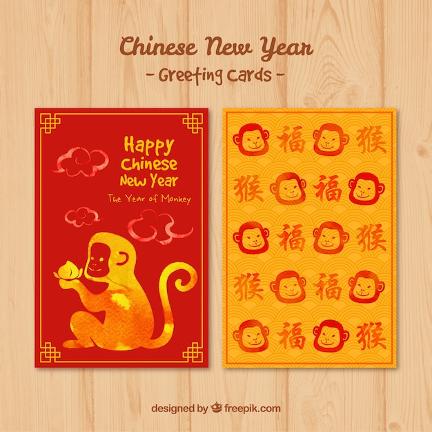 Симпатичная китайский новый год с лица обезьяна карты