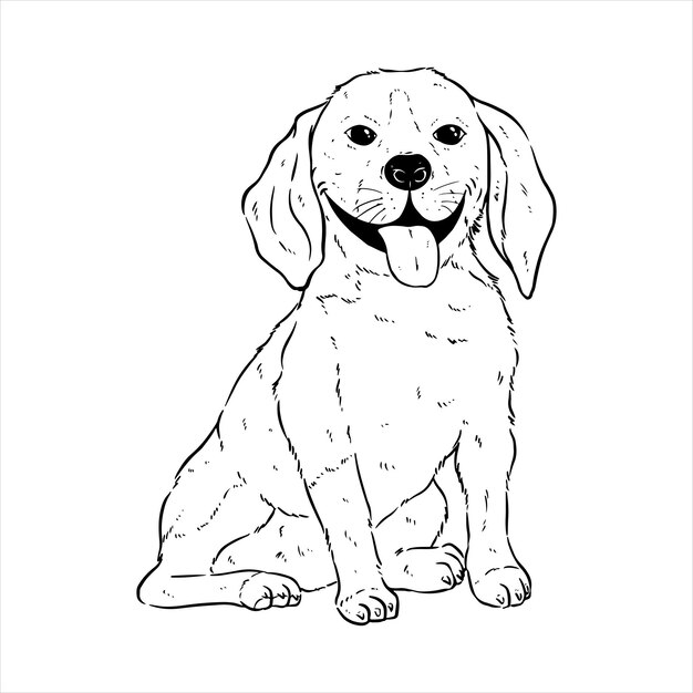 ペンブロークウェルシュコーギートリコロールの子犬 ペットの横顔の肖像画 クローズアップスケッチ 図 プレミアムベクター