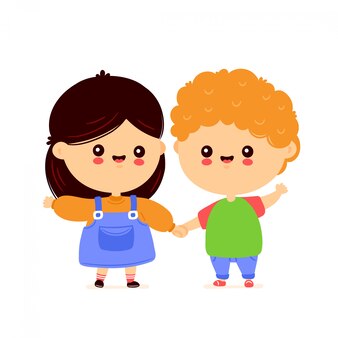 Premium Vector Cute Happy Funny Kids Smiling Boy And Girl Flat Cartoon Character Design Isolated On White Background Kids Friends Concept Premium Vector Cute Happy Funny Kids Smiling Boy And Girl Flat Cartoon Character Design Isolated On White Background Kids Friends Concept