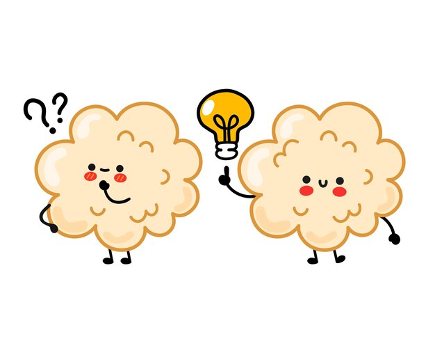 かわいい幸せで悲しい面白いスプーン 白い背景で隔離 漫画のキャラクターの手描きスタイルのイラスト プレミアムベクター