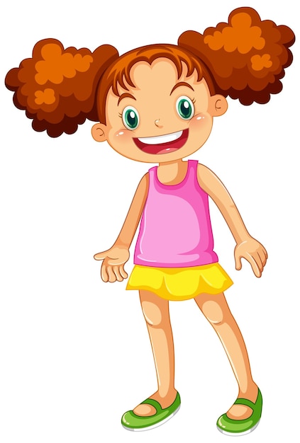 Бесплатное векторное изображение Симпатичная счастливая девушка мультипликационный персонаж