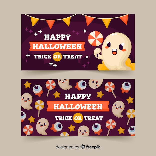 Modello di banner carino felice halloween