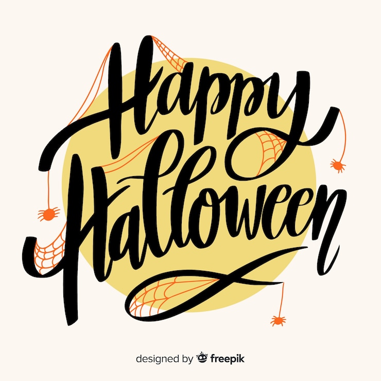 無料Vector かわいい幸せなハロウィーンレタリング