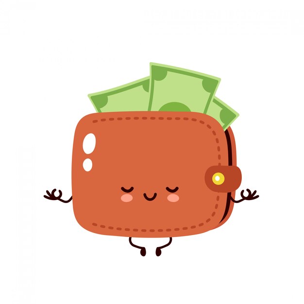 財布 かわいい落書きイラスト プレミアムベクター