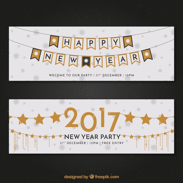 Free vector cute happy new year banners 2017