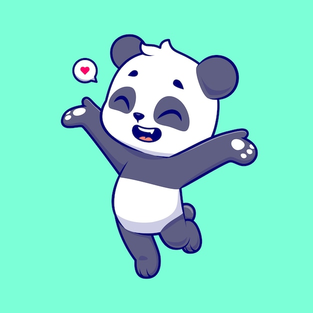 Free vector cute happy panda cartoon vector icon illustration animal nature icon concept isolated premium flat