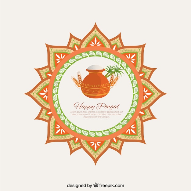 Free vector cute happy pongal badge