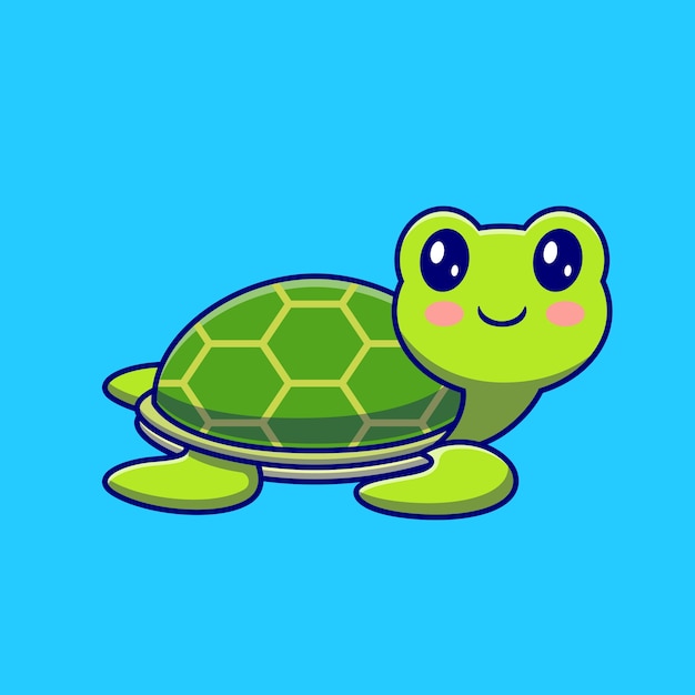 Милый счастливый черепаха плавательный мультфильм. Концепция животных спортивный значок изолированы. Плоский мультяшном стиле