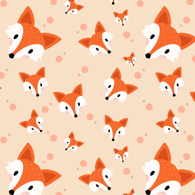 Cute hat of fox seamless pattern