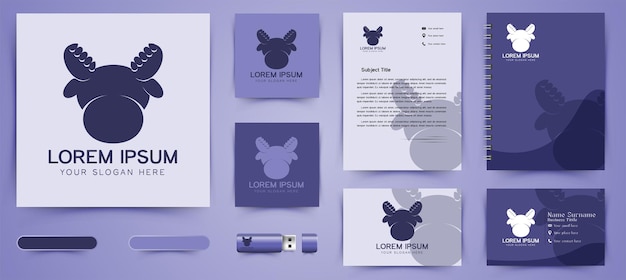 Бесплатное векторное изображение Логотип оленя cute head и шаблон бизнес-брендинга designs inspiration isolated on white background