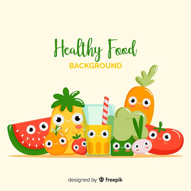 Free vector cute healthy food background