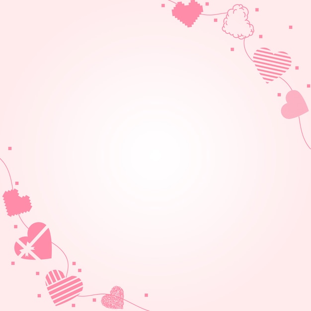 귀여운 하트 테두리 프레임 벡터, 분홍색 배경 디자인