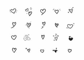 Free vector cute heart doodle hand drawn cartoon art illustration