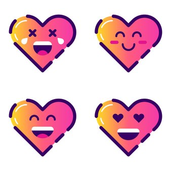 甘いかわいい顔文字絵文字のコレクション プレミアムベクター 甘いかわいい顔文字絵文字のコレクション プレミアムベクター