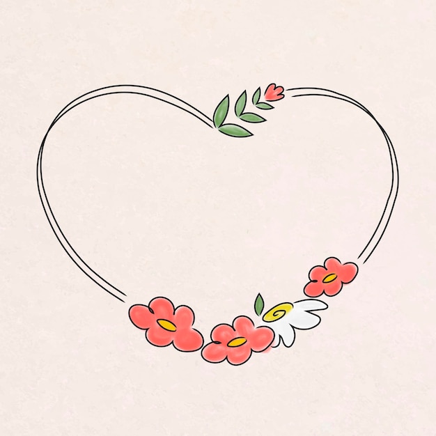 Free vector cute heart shaped floral wreath