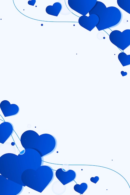 Free vector cute heart side border blue background